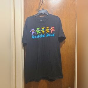 Grateful Dead Dancing Bears Black Licensed Graphic Tee Shirt Size L, Pre-owned